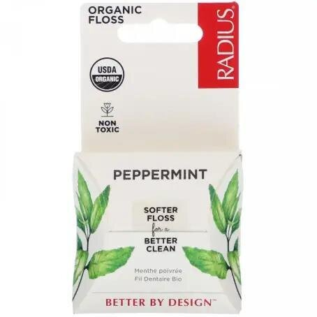Зубна нитка Radius Floss Peppermint органічна зі смаком м'яти, 50 м