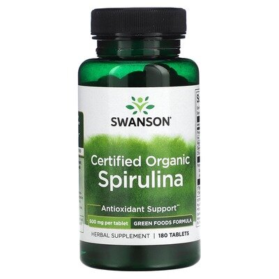 Спіруліна органічна Swanson Certified Organic Spirulina таблетки по 500 мг №180
