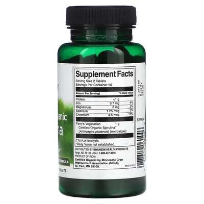Спіруліна органічна Swanson Certified Organic Spirulina таблетки по 500 мг №180