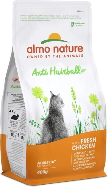 Корм сухий Almo Nature Holistic Cat для виведення шерсті у дорослих котів зі свіжою куркою, 400 г