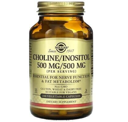 Холін та Інозитол Solgar Choline/Inositol 500 мг/500 мг вег. капсули №100