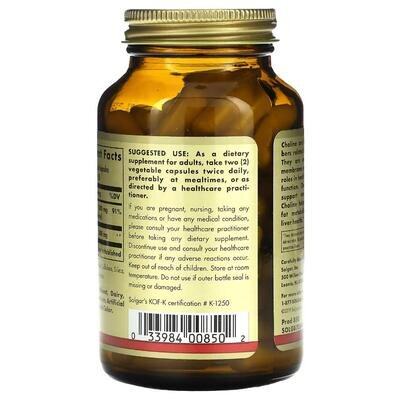 Холін та Інозитол Solgar Choline/Inositol 500 мг/500 мг вег. капсули №100