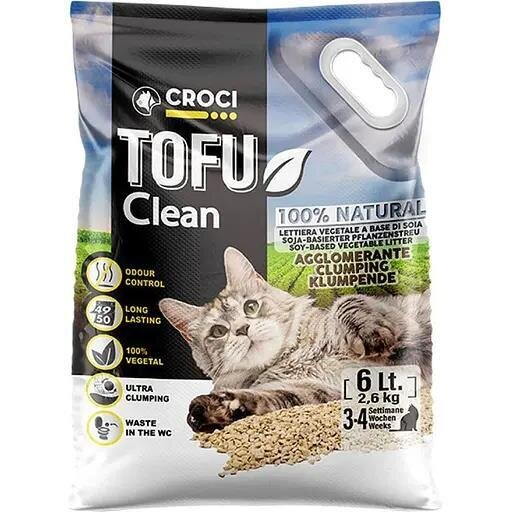 Наповнювач для котячого туалету Croci Тофу Clean, 6 л