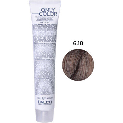 Крем-фарба для волосся Palco Professional Only Color безаміачна № 6.18 коричневий, 100 мл