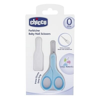 Ножиці дитячі Chicco з ковпачком блакитні