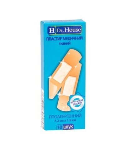 Набір пластирів медичних Dr. House тканий, 7,2 см х 1,9 см, 10 штук