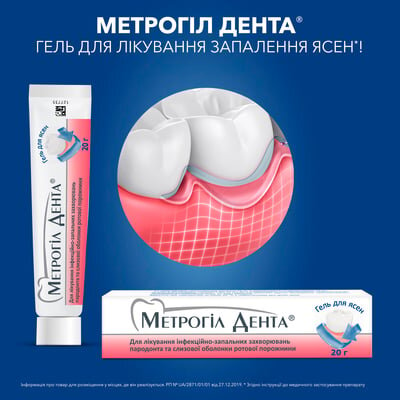 Метрогіл дента гель д/ясен по 20 г у тубах