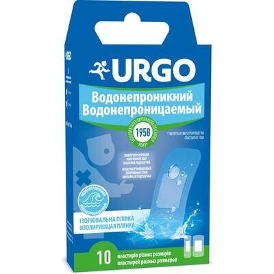 Набір пластирів медичних Urgo Водонепроникний ізолювальна плівка, різних розмірів, 10 штук