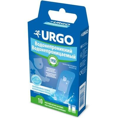 Набір пластирів медичних Urgo Водонепроникний ізолювальна плівка, різних розмірів, 10 штук