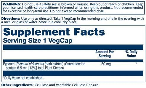 Екстракт кори африканської сливи Solaray Pygeum Bark Extract, 60 веганських капсул