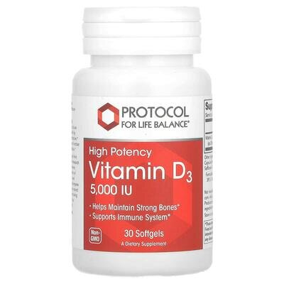 Вітамін D3 Protocol for Life Balance Vitamin D3 5000 МО, 30 гелевих капсул