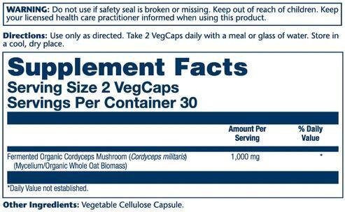 Гриб Кордицепс ферментований Solaray Fermented Cordyceps, 60 капсул
