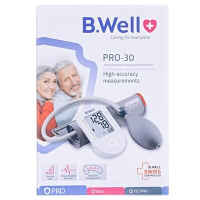 Тонометр B.Well PRO-30 напівавтоматичний, манжета 22-42 см, в комплекті з чохлом