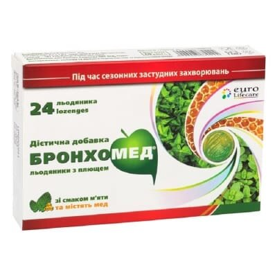 Бронхомед льодяники з плющем зі смаком м'яти №24 (12х2)