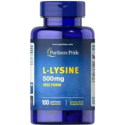 Амінокислота L-Лізин Puritan's Pride L-Lysine 500 мг, 100 капсул