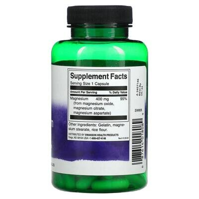 Магній потрійний комплекс Swanson Triple Magnesium Complex 400 мг, 100 капсул