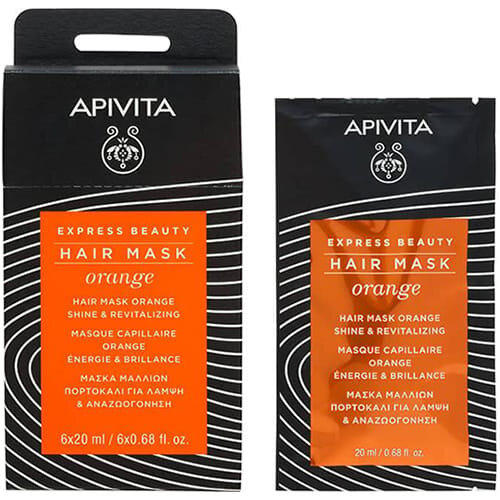 Маска для волосся Apivita Express Beauty Блиск і Оздоровлення з апельсином, 20 мл
