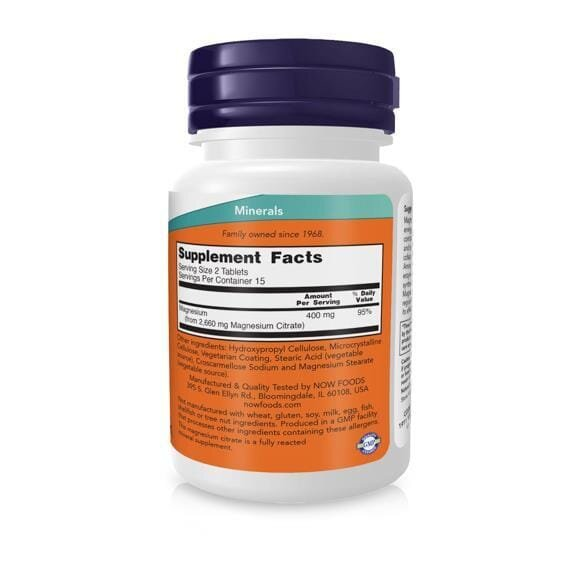 Магній цитрат NOW Magnesium Citrate 200 мг таблетки №30