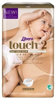 Підгузки Libero Touch розмір 2, 3-6 кг, 66 шт