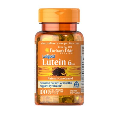 Лютеїн для зору з зеаксантином Puritan's Pride Lutein 6 мг з Zeaxanthin Lutigold, 100 гелевих капсул