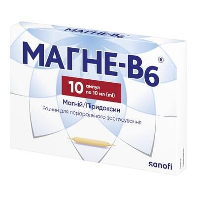 Магне-В6 розчин д/перор. заст. по 10 мл №10 в амп.