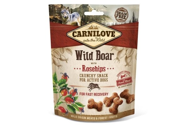 Ласощі для собак Carnilove Crunchy Snack з диким кабаном, шипшиною та свіжим м'ясом, 200 г