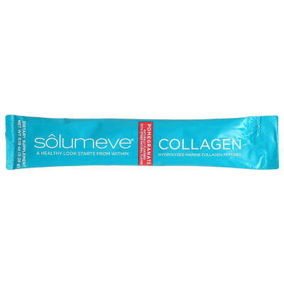 Морський колаген з гіалуроновою кислотою і вітаміном С Solumeve Hydrolyzed marine plus Vitamin C and Hyaluronic Acid гранат, 30 пакетиків