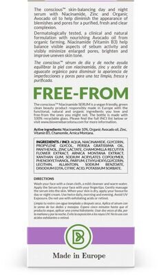 Сироватка для обличчя The Conscious для звуження пор з авокадо та цинком день/ніч, 30 мл