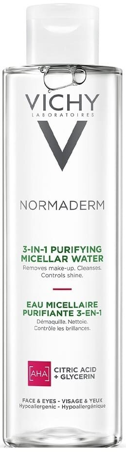 Міцелярна вода Vichy Normaderm 3-in-1 Purifying для зняття макіяжу та очищення шкіри обличчя та навколо очей, 200 мл