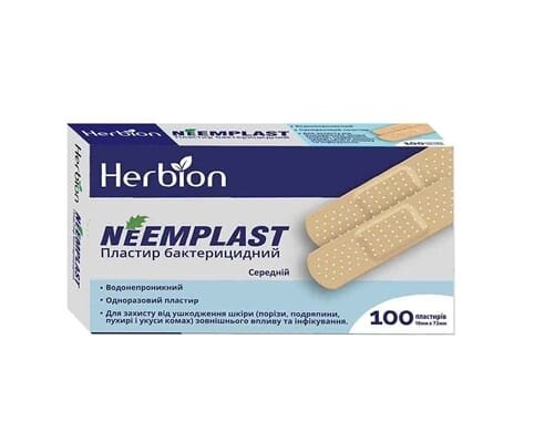 Пластир бактерицидний Neemplast на полімерній основі 1,9 см х 7,2 см, 100 штук