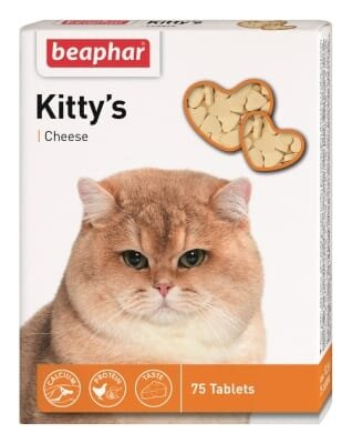 Ласощі для кішок Beaphar Kitty's + Cheese з сиром, 75 таблеток