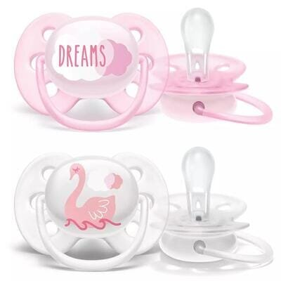 Пустушка силіконова Philips Avent Ultra Soft SCF222/02, 0-6 місяців, для дівчаток, 2 шт