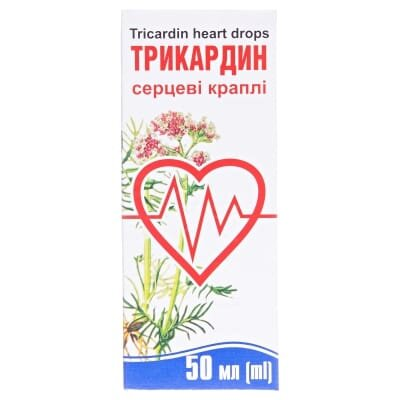 Трикардин серцеві краплі ор. по 50 мл у флак.