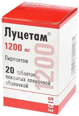 Луцетам таблетки, в/плів. обол. по 1200 мг №20 у флак.