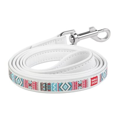 Повідець Collar WAUDOG Design малюнок Етно, ширина 12 мм довжина 122 см, білий