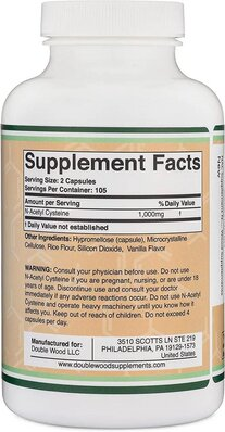 Ацетилцистеїн Double Wood N-Acetyl Cysteine (NAC) 1000 mg, 210 капсул