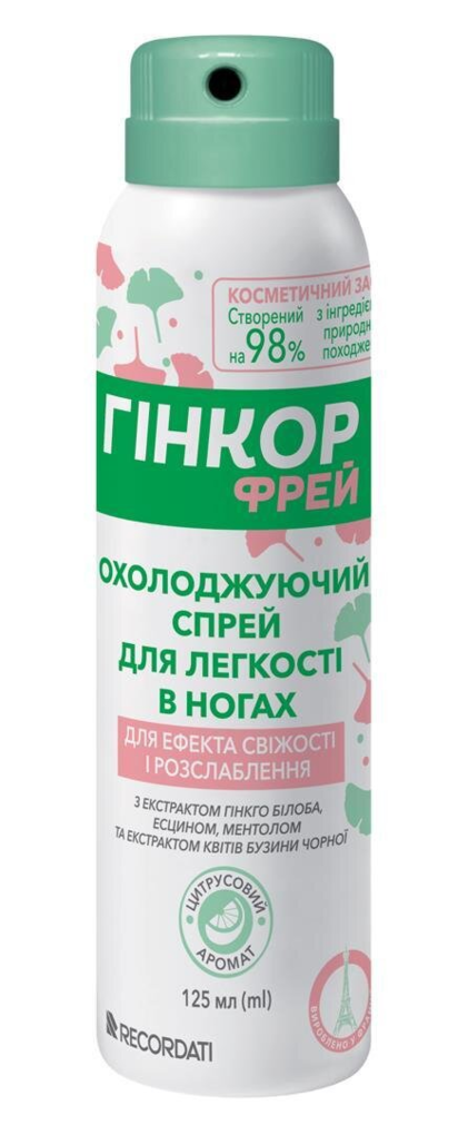 Гінкор Фрей охолоджуючий спрей для легкості в ногах по 125 мл у флак.