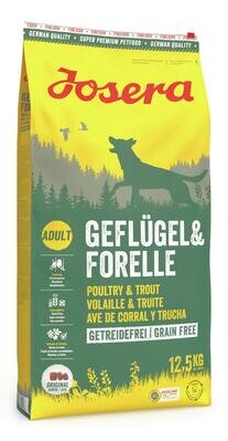 Корм сухий для дорослих собак усіх порід Josera Geflugel & Forelle без додавання злаків, 12,5 кг