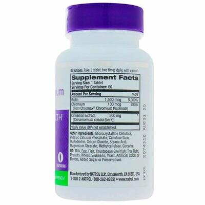 Кориця Біотин Хром Natrol Cinnamon Biotin Chromium, 60 таблеток