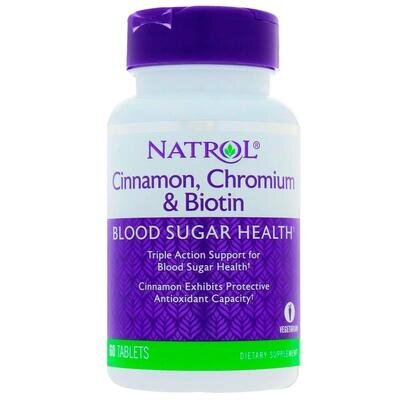 Кориця Біотин Хром Natrol Cinnamon Biotin Chromium, 60 таблеток