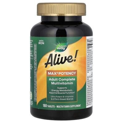 Мультивітаміни Nature's Way Alive! Max3 Potency Multivitamin With Iron, 180 таблеток
