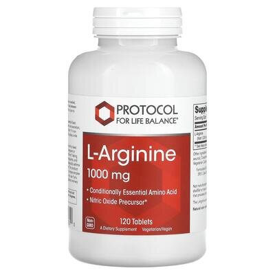 L-аргінін Protocol for Life Balance L-Arginine 1000 мг, 120 веганських таблеток
