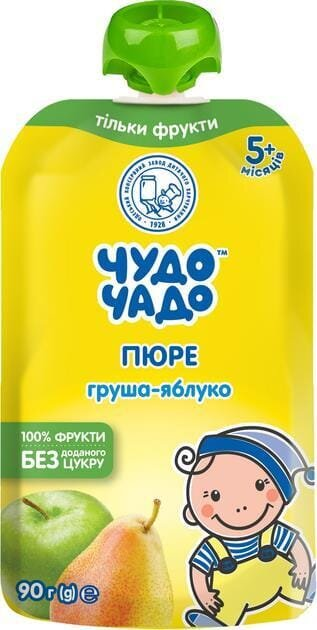Пюре фруктове Чудо-Чадо Груша-яблуко без цукру з 5 місяців, 90 г