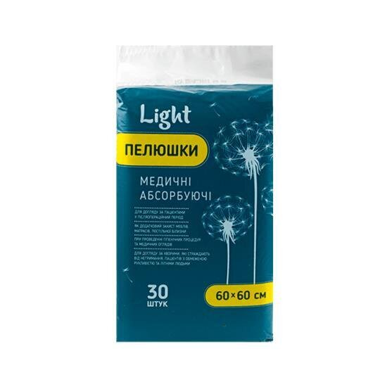 Пелюшки Light одноразові поглинаючі, 60 см х 60 см, 30 штук