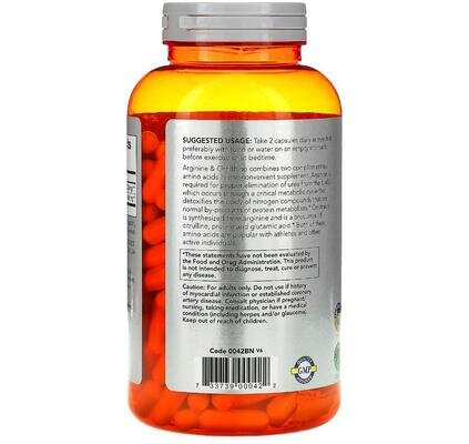Аргінін та орнітін NOW Sports Arginine & Ornithine 500 мг/250 мг вег. капсули №250
