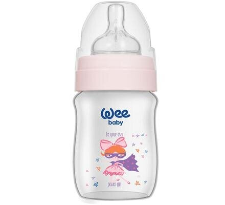Пляшечка для годування Wee Baby Classic Plus PP з широкою шийкою, силіконова соска №1, 125 мл