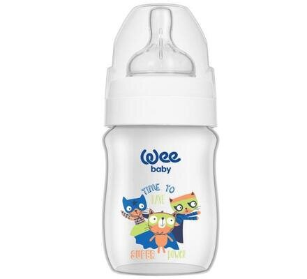 Пляшечка для годування Wee Baby Classic Plus PP з широкою шийкою, силіконова соска №1, 125 мл