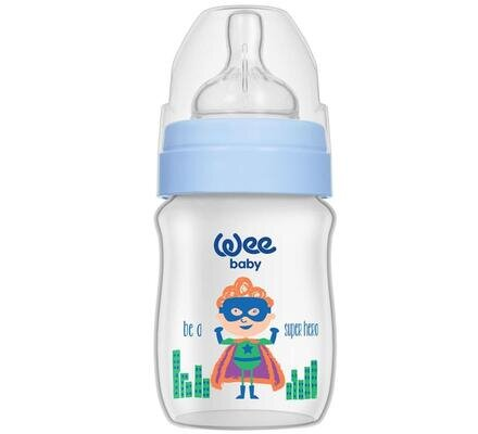 Пляшечка для годування Wee Baby Classic Plus PP з широкою шийкою, силіконова соска №1, 125 мл