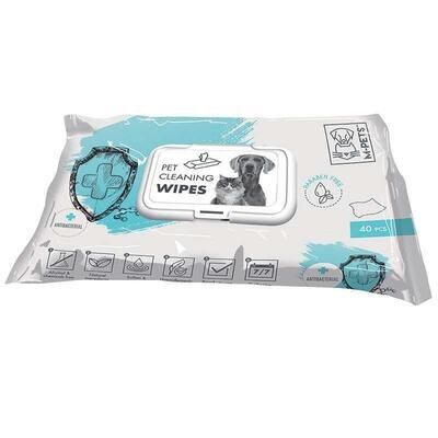 Серветки вологі M-Pets Pet Cleaning Wipes Anti-Bacterial антибактеріальні для собак і котів будь-якого віку, 40 штук