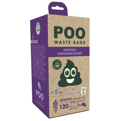 Пакети M-Pets POO Dog Waste Bags Lavender біорозкладні для прибирання за собаками з ароматом лаванди, 120 штук